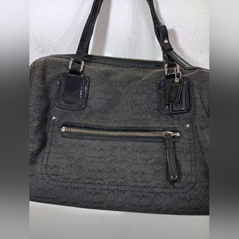 Coach Charcoal Textured Shoulder Bag‎ - Picture 2 of 5